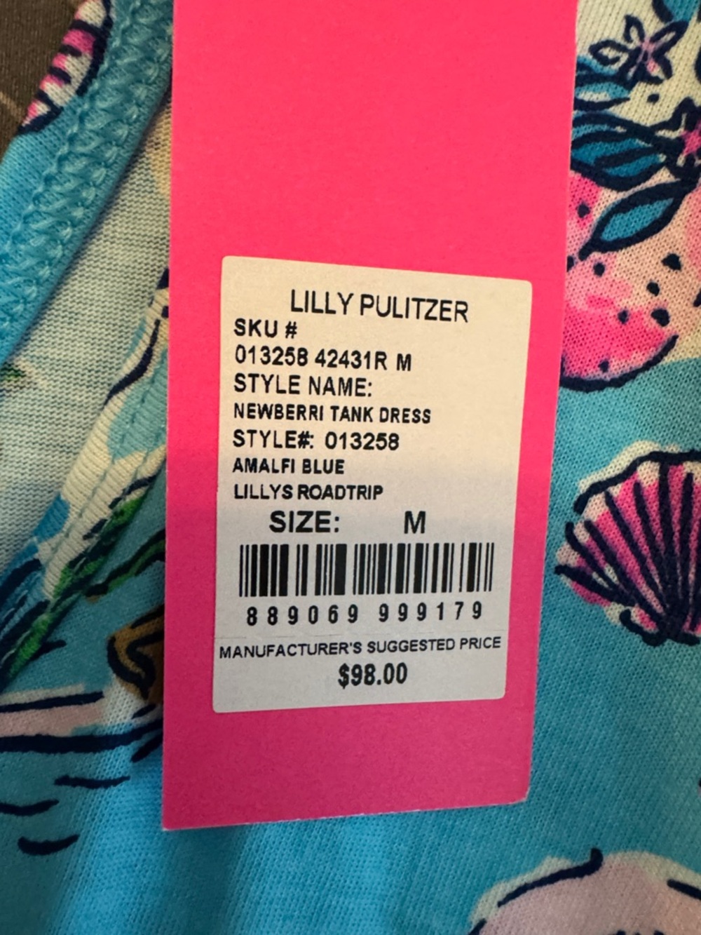 Lilly Pulitzer Amalfi Blue Tank Dress in Aqua, Pink and Teal